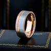 Jewelry Avalanche 8mm Pipe Cut Rose Gold & Gray IP Off Center Groove Tungsten Carbide Mens Wedding Band - 2 of 4