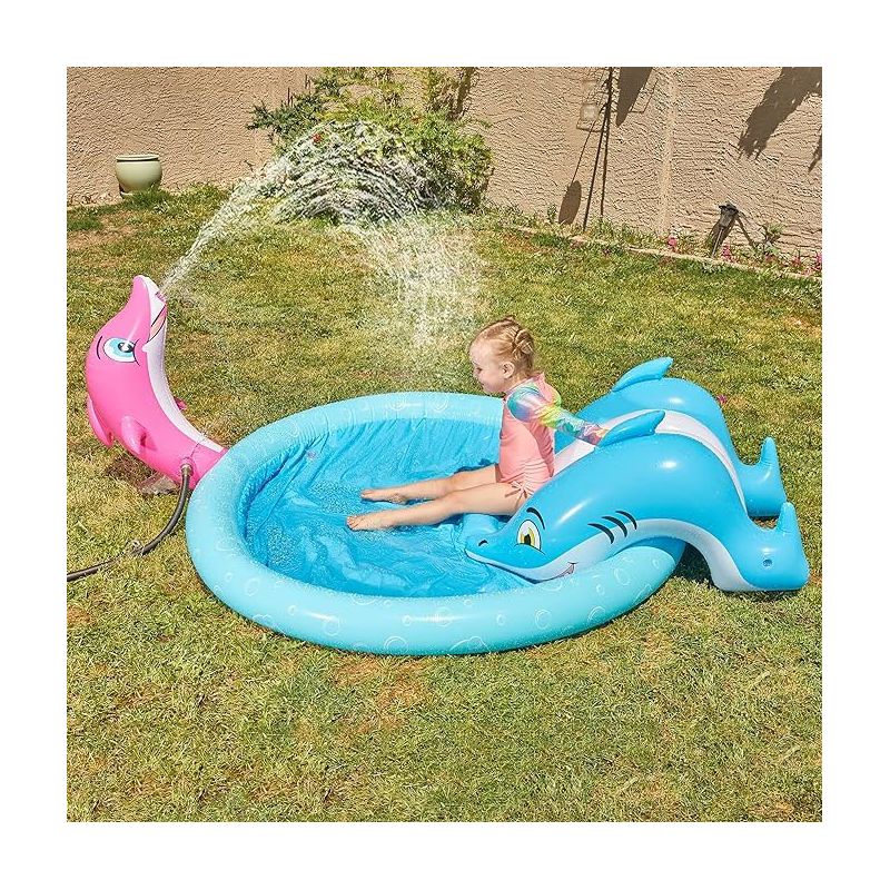 Syncfun 60” Inflatable Sprinkler Kiddie Pool with Slide, Sprinkler Pool Play Center Toy for Kids Toddlers Seasonal Merriment Activity, 3 of 6