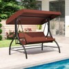 Costway 3-Seat Patio Swing with Canopy with Removable Cushions & Side Pockets Stand Black/Gray/Red/Brown/Beige - 2 of 4