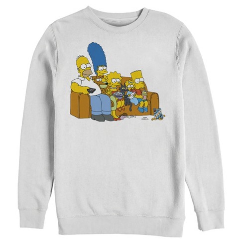 Men s The Simpsons Classic Family Couch Sweatshirt White 2X Large