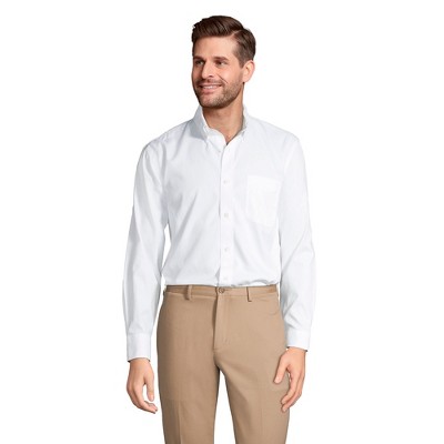 Lands' End Men's Traditional Fit Solid No Iron Supima Pinpoint Buttondown Collar Dress Shirt