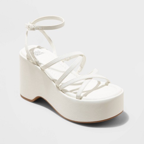 Women's Liza Platform Wedge Heels - Wild Fable™ White 9.5 : Target