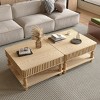 31.5" Square Lift-Top Coffee Table with Storage, Fluted Design, Hydraulic Lift Mechanism, Solid Wood Legs for Living Room - Koiai - 3 of 4