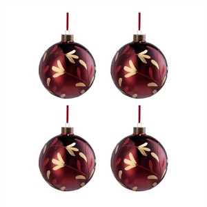 Tramull Set of 4 Glass Christmas Ball Ornaments, 4.7" Hanging Decor for Holiday Tree & Party Decorations - 1 of 4