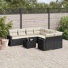 vidaXL Patio Sofa Set with Cushions Outdoor Furniture 9 Piece Poly Rattan - Black and Cream - 2 of 4