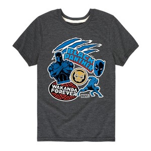Boys' - Marvel - Black Panther Wakanda Forever Stickers Short Sleeve Graphic T-Shirt - 1 of 4