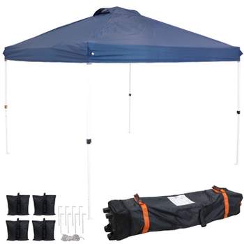 Sunnydaze Premium Pop-Up Canopy with Rolling Carry Bag and Sandbags - 12' x 12' - Blue