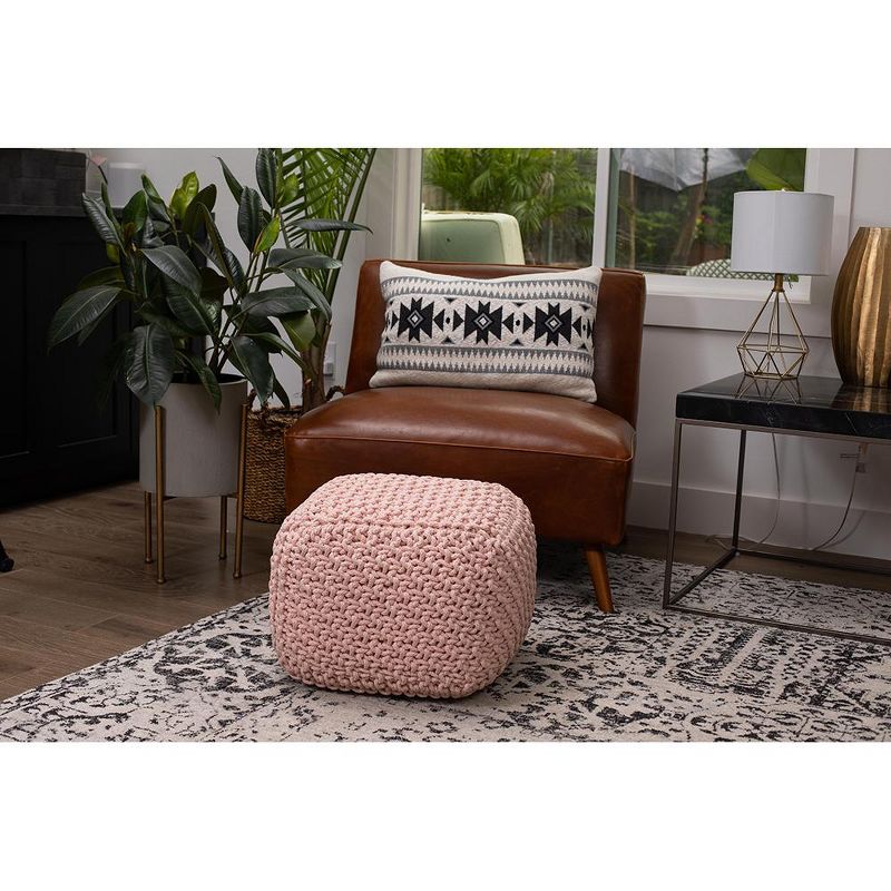 BirdRock Home Square Pouf Foot Stool Ottoman - Dusty Rose, 2 of 5