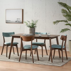 Christopher Knight Home Alma Mid Century Modern Fabric Upholstered Wood 5 Piece Dining Set - 1 of 4