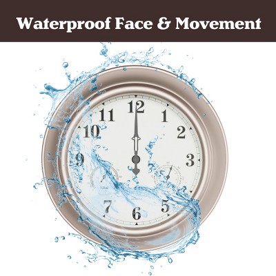 Patio Wall ClockThermometer-Indoor/OutdoorDecorative 18 Quartz