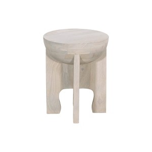The Urban Port 20" Side End Table Mango Wood Drum Top Classic Washed White - 1 of 4