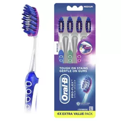 Oral-B 3D White Pro Flex Stain Eraser Toothbrush - Medium - 4ct