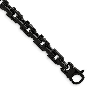 Black Bow Jewelry Men's Black Plated Stainless Steel Shackle Link Bracelet, 8.5 Inch - 1 of 4
