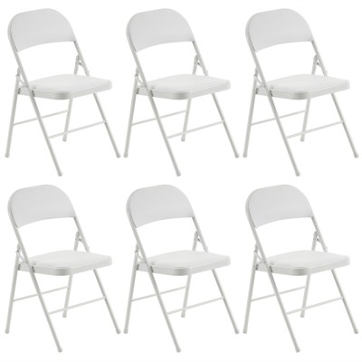 Sevobal Outdoor Portable Chairs 6PCS Foldable Soft Cushion Chair Set with PVC Seat for Living Room and Reception, White, 15.75"*17.72"*30.71"