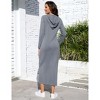 Women Hoodie Dress Stripe Long Sleeve Casual Pullover Slim Sweatshirt Maxi Dresses with Pocket - 3 of 3