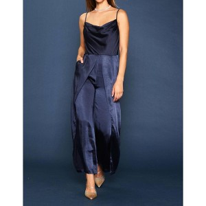 Women's Cowl Neck Satin Jumpsuit - SKIES ARE BLUE - 1 of 4