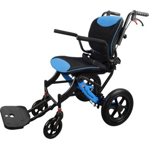 Wheelchairs for Adults,Transport Wheelchair Lightweight Foldable with Removable Cushion,12-inch Rear Wheels for All Terrains,Blue - 1 of 4