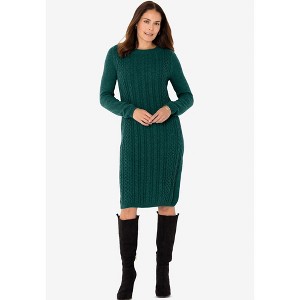 Woman Within Plus Size Cable Knit Sweater Dress - 1 of 4