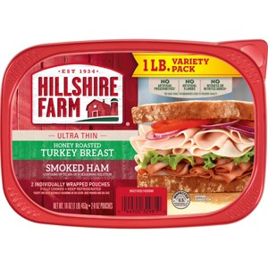 Hillshire Farm Ultra Thin Honey Roasted Turkey Breast & Smoked Ham Variety Pack - 16oz - 1 of 4