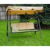Kozyard Belle 3-Seater Outdoor Patio Glider Swing featuring a Durable, Weather-Resistant Powder-Coated Steel Frame and Comfortable Textilene Seats - 3 of 4