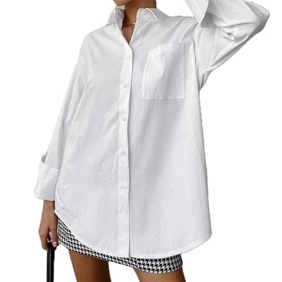 Women's Long Sleeve Shirt – 100% Cotton in White Everyday Cherie Code