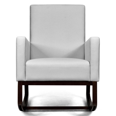 Tangkula 2-in-1 Upholstered Rocking Chair with Wood Leg & Pillow Relax Sofa Chair Light Grey/Beige/Dark Gray