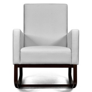 Tangkula 2-in-1 Upholstered Rocking Chair with Wood Leg & Pillow Relax Sofa Chair Light Grey/Beige/Dark Gray - 1 of 4