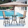 VINGLI Outdoor Bar Table with Umbrella Hole, Modern Black Metal Patio Bar Table, High Top Table for Outdoor Relaxation and Home Entertaining Black - 2 of 4