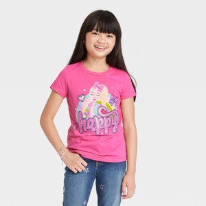 Girls' JoJo Siwa 'Happy' Short Sleeve Graphic T-Shirt - Pink - 1 of 3