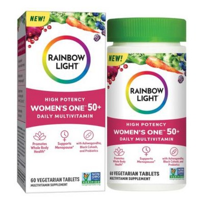 Rainbow Light Womens One 50+ High Potency Women's Multivitamin Age 50+, Whole Body Health, Supports Menopause; Vegetarian, Gluten Free, 60 ct.