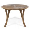 Outdoor Round Dining Table, Teak Finish Patio Table with Curved Legs, Slatted Top, for Deck, Balcony-The Pop Home - 4 of 4