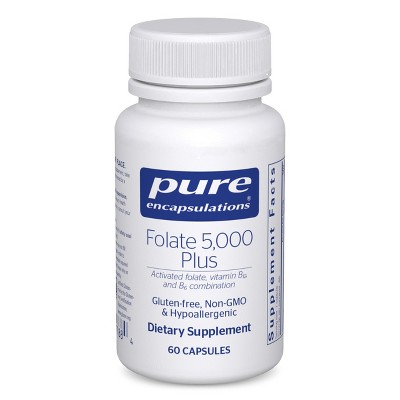 Pure Encapsulations - Folate 5,000 Plus - Activated Folate, Vitamin B12 and B6 Combination - 60 Capsules