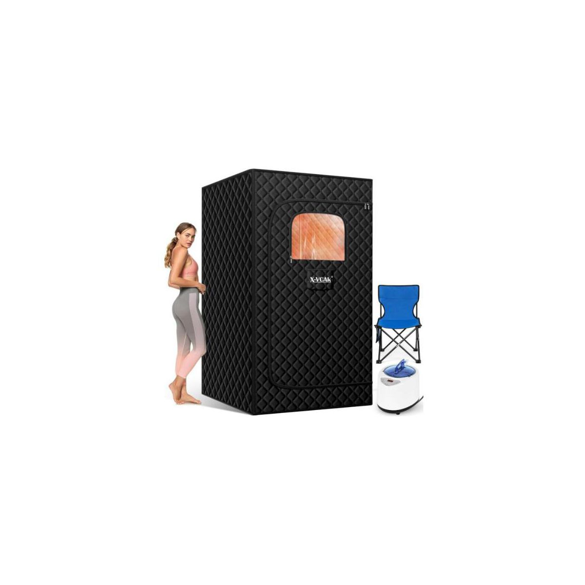 Double Portable Steam Sauna Tent - Full Body Home Spa with 2L Steam Generator, Foldable Chair, Black Insulated Fabric for Detox & Relaxation