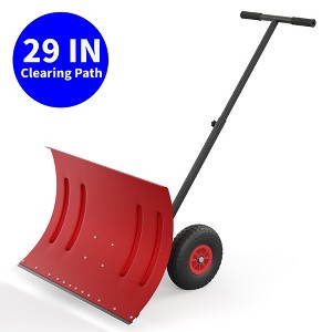 GustoWave Snow Shovel for Driveway, 29" Heavy Duty Snow Removal Tool with Wheels - 1 of 4