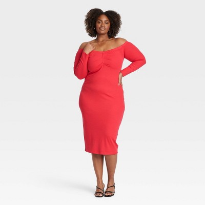 Women's Long Sleeve Midi Bodycon Dress - Ava & Viv™