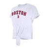 MLB Boston Red Sox Women's White Front Knot T-Shirt - 3 of 4