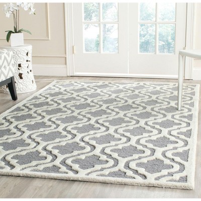 Silver and Ivory 9' x 12' Hand-Tufted Wool Rectangular Rug