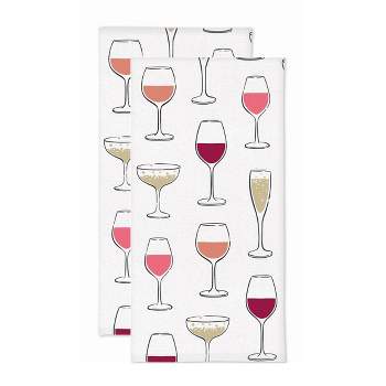 2pk Wine Glass Print Kitchen Towel - MU Kitchen