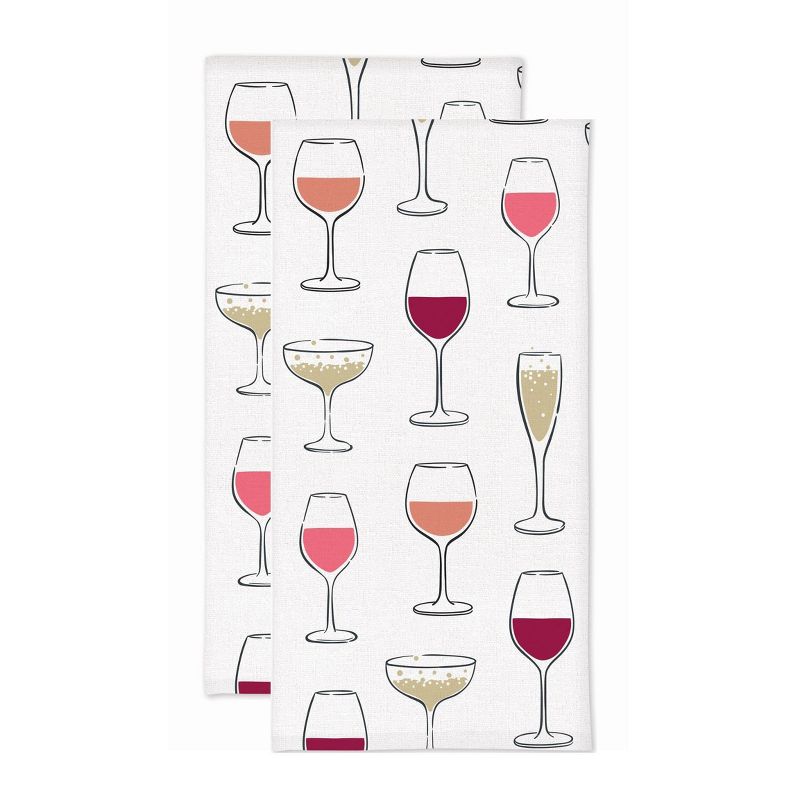 2pk Wine Glass Print Kitchen Towel - MU Kitchen, 1 of 4