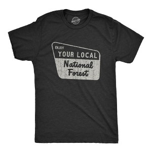 Mens Enjoy Your National Forest Funny Outdoor Vintage Camping Mountains T shirt - Crazy Dog Men's T Shirt - 1 of 4