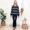 Anna-Kaci Women's Sweaters Long Sleeve Crew Striped Oversized Knitted Pullover Tops - 3 of 4