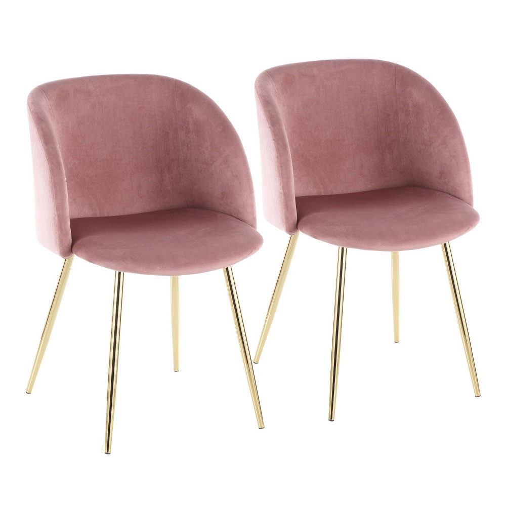 Photos - Chair Set of 2 Fran Contemporary Dining  Velvet Gold/Pink - LumiSource