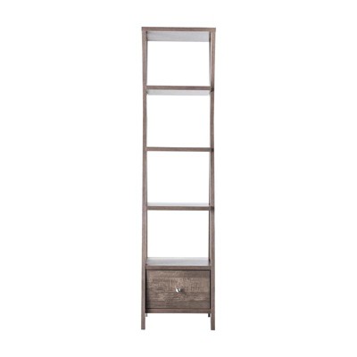 Stokes Wood 4-Shelf 71-Inch Standard Bookcase in Walnut Oak - Furniture of America