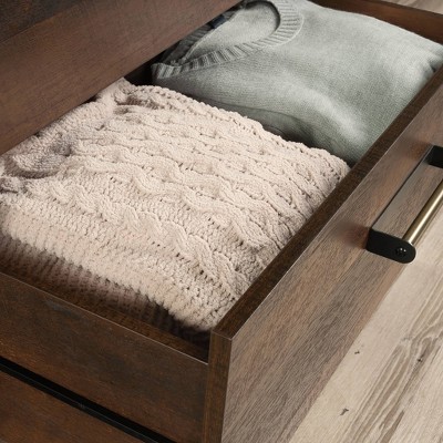 Barrel Oak 4-Drawer Vertical Dresser with Metal Frame