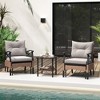 Tangkula 5PCS Wicker Patio Furniture Set Rattan Chairs w/ 2-Tier Tempered Glass Side Table - 4 of 4