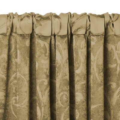 Gold Polyester Blackout Curtain Panel with Scallop Tassel Trim