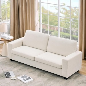 Acekool 83" Corduroy 3-Seater Sofa, Deep Seat Modern Couch with Wide Armrests, Plush Cushions, Beige, for Living Room or Apartment,Beige - 1 of 4