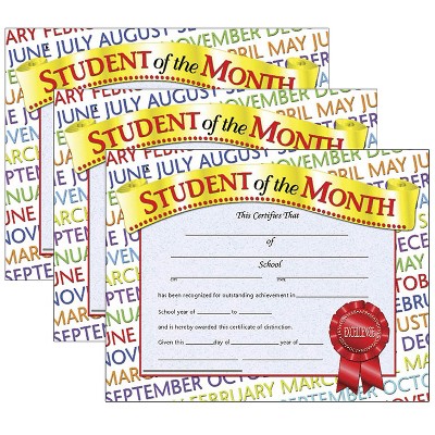 Hayes Publishing Student of the Month Certificate 8.5"" x 11"" 30 Per Pack 3 Packs (H-VA628-3) 