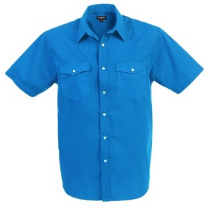 Gioberti Men's Casual Western Solid Short Sleeve Shirt With Pearl Snaps - 1 of 4