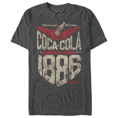 Men s Coca Cola Authentic Vintage 1886 T Shirt Charcoal Heather Large